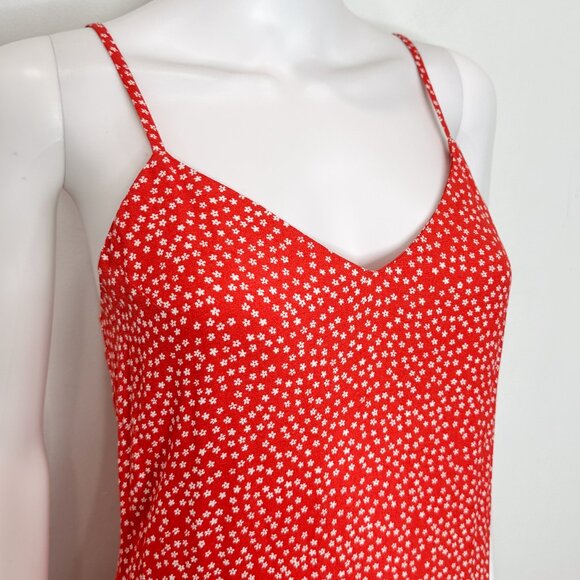 Reformation Crimini V Neck Leg Slit Midi Slip Dress in Western Red Floral Size 2 - Picture 7 of 15